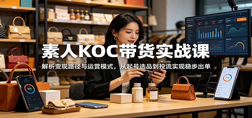 素人KOC带货实战课：解析变现路径与运营模式，从起号选品到投流实现稳步出单-huitchan网创