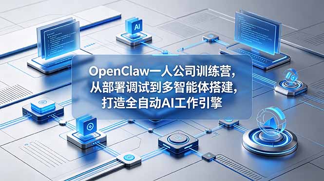 OpenClaw 一人公司训练营，从部署调试到多智能体搭建，打造全自动 AI 工作引擎-huitchan网创