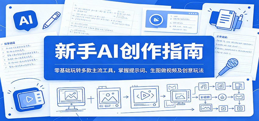 新手AI创作指南：零基础玩转多款主流工具，掌握提示词、生图做视频及创意玩法-huitchan网创