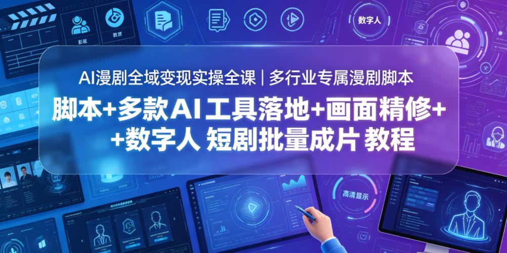 AI漫剧全域变现实操全课｜多行业专属漫剧脚本+多款AI工具落地+画面精修+数字人短剧批量成片全教程-huitchan网创