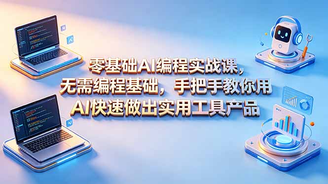 零基础AI编程实战课-更新，无需编程基础，手把手教你用AI快速做出实用工具产品-huitchan网创