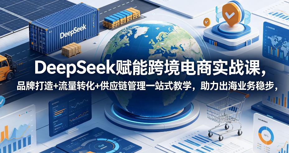 DeepSeek赋能跨境电商实战课，品牌打造+流量转化+供应链管理一站式教学，助力出海业务稳步发展-huitchan网创