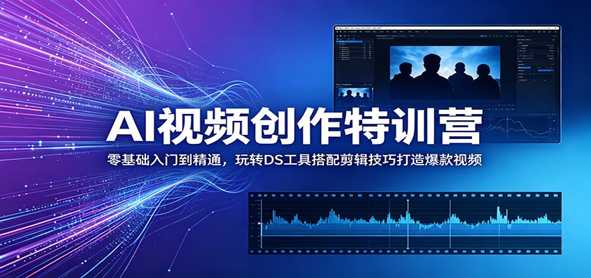 AI视频创作特训营：零基础入门到精通，玩转DS工具搭配剪辑技巧打造爆款视频-huitchan网创