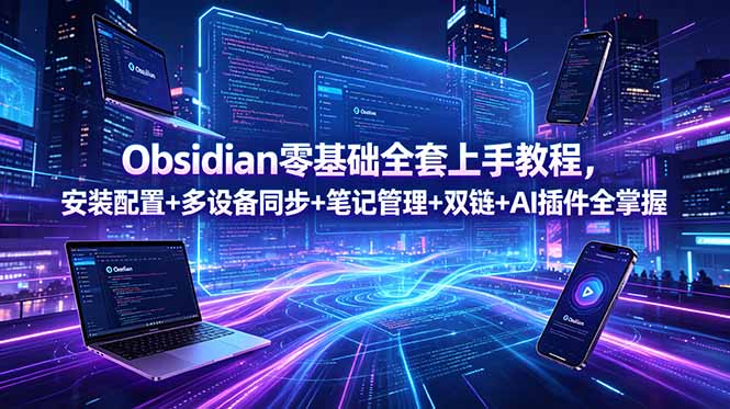 Obsidian零基础全套上手教程，安装配置+多设备同步+笔记管理+双链+AI插件全掌握-huitchan网创