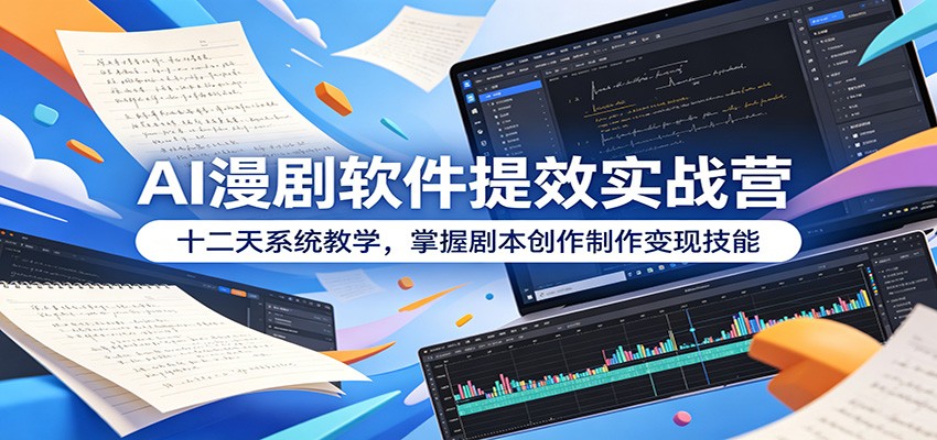 AI漫剧软件提效实战营：十二天系统教学，掌握剧本创作制作变现技能-huitchan网创