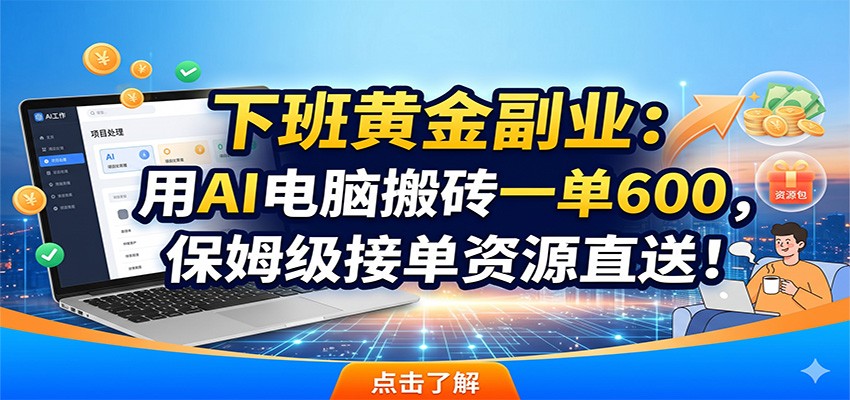 下班黄金副业：用AI电脑搬砖一单600，保姆级接单资源直送！-huitchan网创