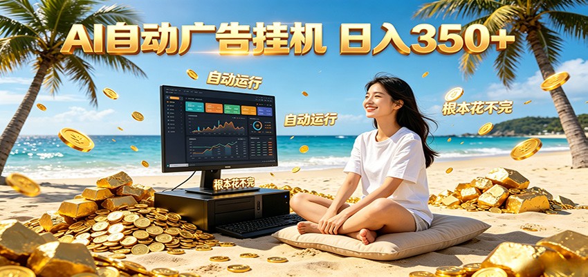 AI自动广告挂机 日入350+ 真正做到躺赚式变现,根本花不完!-huitchan网创