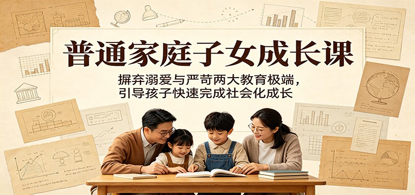 普通家庭子女成长课：摒弃溺爱与严苛两大教育极端，引导孩子快速完成社会化成长-huitchan网创