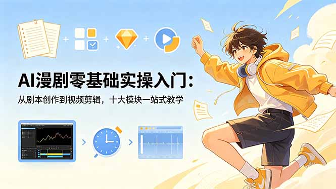AI漫剧零基础实操入门：从剧本创作到视频剪辑，十大模块一站式教学-huitchan网创