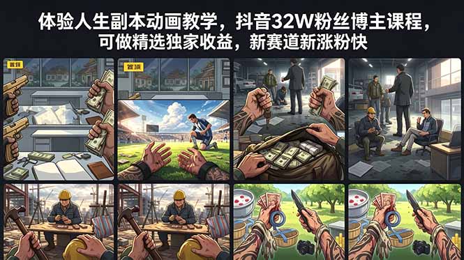体验人生副本动画教学， 抖音32W粉丝博主课程，可做精选独家收益，新赛道新涨粉快-huitchan网创