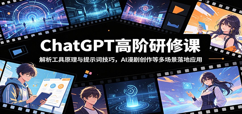 ChatGPT高阶研修课：解析工具原理与提示词技巧，AI漫剧创作等多场景落地应用-huitchan网创