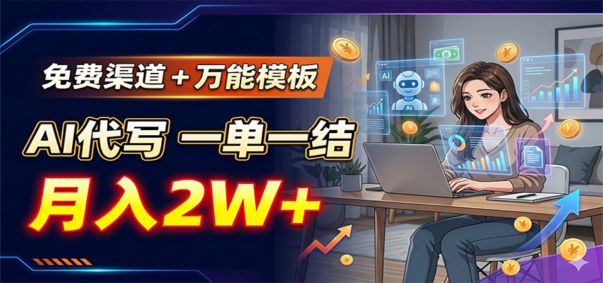 免费渠道+万能模板,AI代写一单一结,月入2W+-huitchan网创