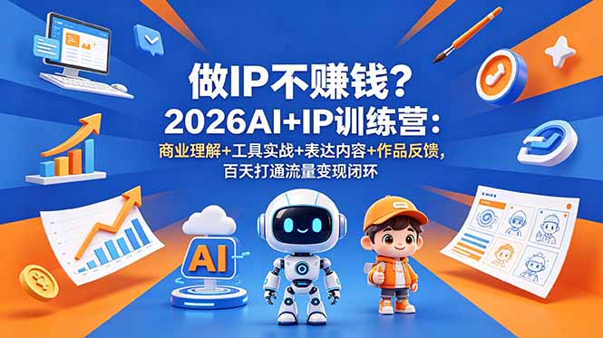做IP不赚钱？2026AI+IP训练营：商业理解+工具实战+表达内容+作品反馈，百天打通流量变现闭环-huitchan网创
