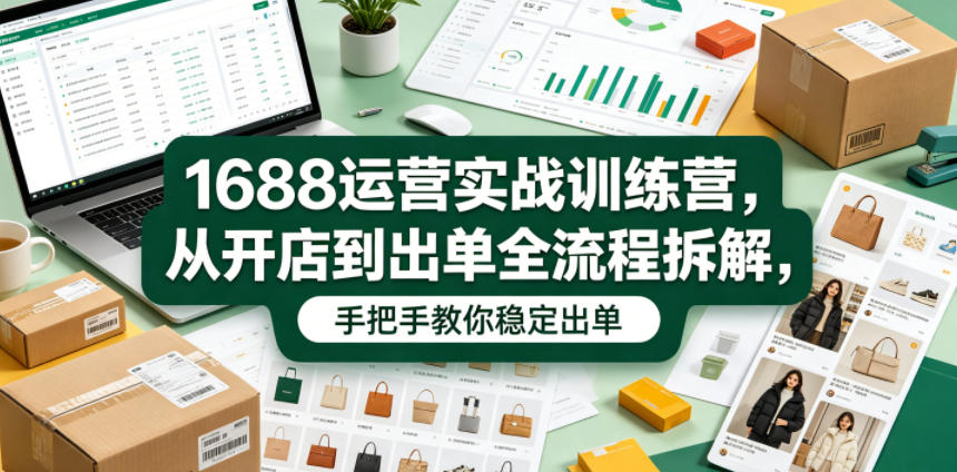 1688运营实战训练营，从开店到出单全流程拆解，手把手教你稳定出单-huitchan网创