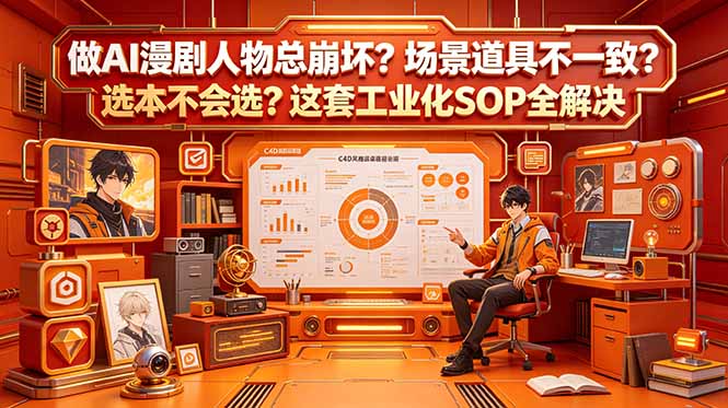 做AI漫剧人物总崩坏？场景道具不一致？选本不会选？这套工业化SOP全解决 (更新-huitchan网创
