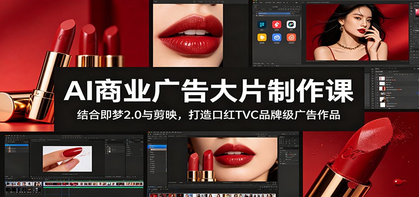 AI商业广告大片制作课：结合即梦2.0与剪映，打造口红TVC品牌级广告作品-huitchan网创