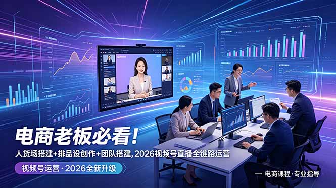 电商老板必看！人货场搭建+排品设计+素材创作+团队搭建，2026视频号直播全链路运营-huitchan网创