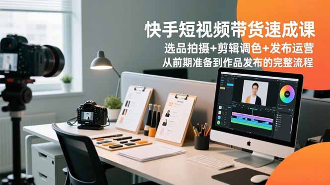快手短视频带货速成课，选品拍摄+剪辑调色+发布运营，从前期准备到作品发布的完整流程-huitchan网创