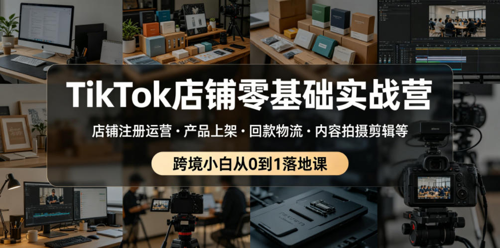 TikTok店铺零基础实战营，店铺注册运营・产品上架・回款物流・内容拍摄剪辑等 ，跨境小白从0到1落地课-huitchan网创