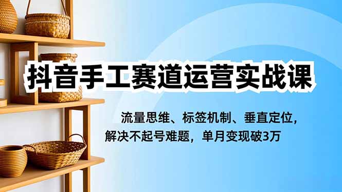 抖音手工赛道运营实战课，流量思维、标签机制、垂直定位，解决不起号难题，单月变现破3万-huitchan网创