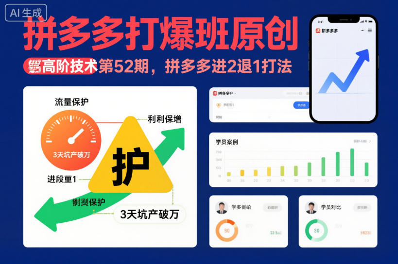 拼多多打爆班原创高阶技术第52期，拼多多进2退1打法-huitchan网创