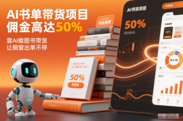 AI书单带货项目，佣金高达50%，靠AI做图书带货，让橱窗出单不停，轻松月入1W-huitchan网创