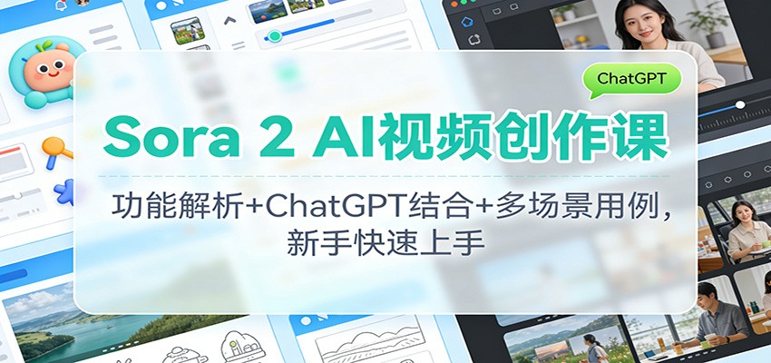 Sora 2 AI视频创作课：功能解析+ChatGPT结合+多场景用例，新手快速上手-huitchan网创