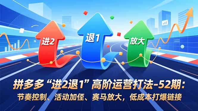 拼多多“进2退1”高阶运营打法-52期：节奏控制、活动加权、赛马放大，低成本打爆链接-huitchan网创