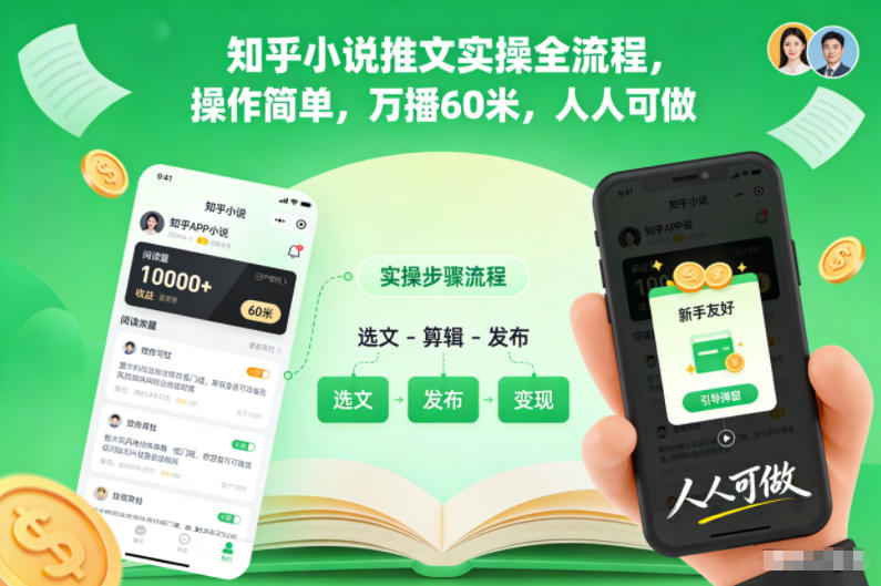 知乎小说推文实操全流程，操作简单，万播60米，人人可做-huitchan网创