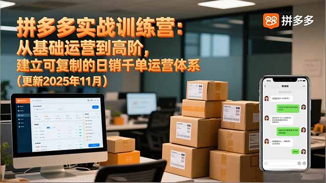 拼多多实战训练营：从基础运营到高阶，建立可复制的日销千单运营体系(更新11月-huitchan网创