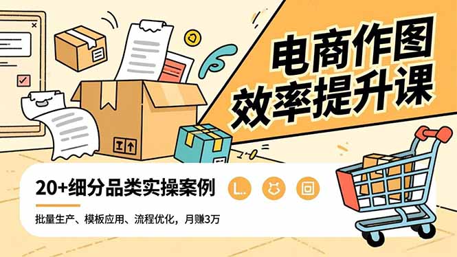 电商作图效率提升课，批量生产、模板应用、流程优化，20+细分品类实操案例，月赚3万-huitchan网创
