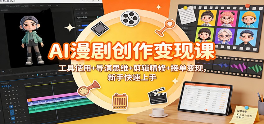 AI漫剧创作变现课：工具使用+导演思维+剪辑精修+接单变现，新手快速上手-huitchan网创