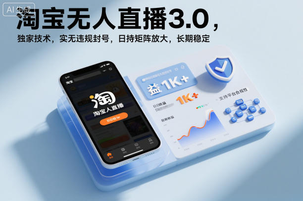淘宝无人直播3.0，独家技术，实无违规封号，日收益1k+，支持矩阵放大，长期稳定【揭秘】-huitchan网创