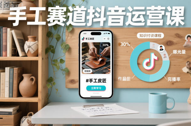 手工赛道抖音运营课，手工赛道流量运营-huitchan网创