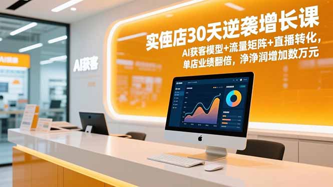 实体店30天逆袭增长课，AI获客模型+流量矩阵+直播转化，单店业绩翻倍，净利润增加数万元-huitchan网创