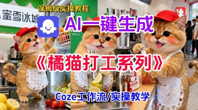 Coze扣子工作流一键生成胖橘猫打工短视频，保姆级实操搭建教学-huitchan网创