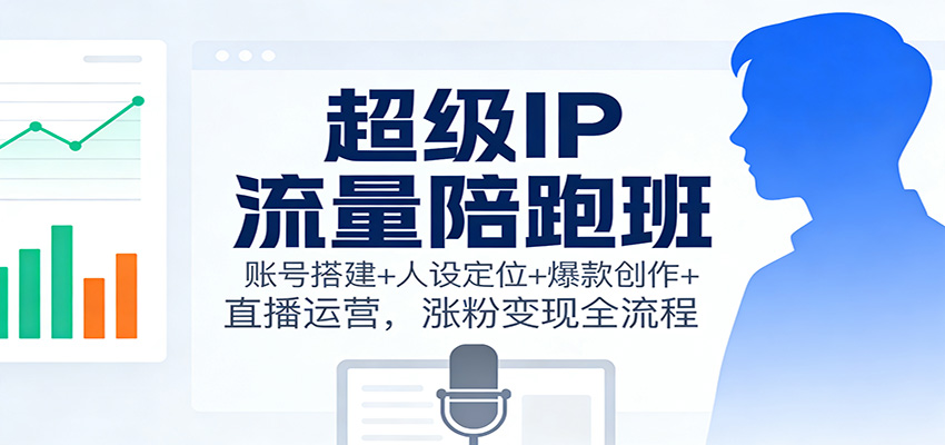 超级IP流量陪跑班：账号搭建+人设定位+爆款创作+直播运营，涨粉变现全流程-huitchan网创