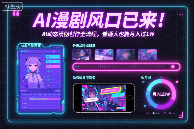 AI漫剧风口已来！AI动态漫剧创作全流程，普通人也能月入过1W-huitchan网创