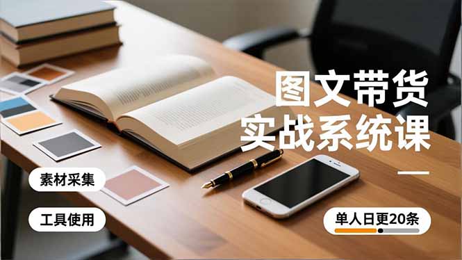 图文带货实战系统课，工具使用、素材采集、防同质化，单人日更20条月入3w+-huitchan网创