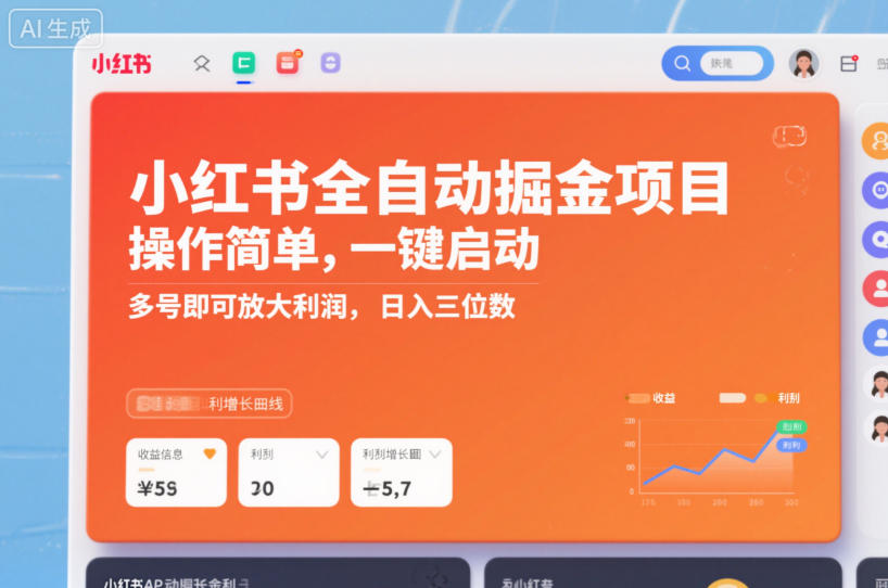 小红书全自动掘金项目，操作简单，一键启动，多号即可放大利润，日入三位数【揭秘】-huitchan网创