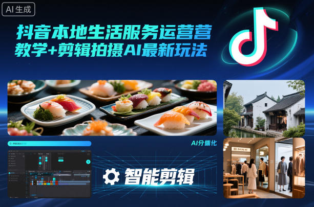 抖音本地生活服务运营教学+剪辑拍摄AI最新玩法-huitchan网创