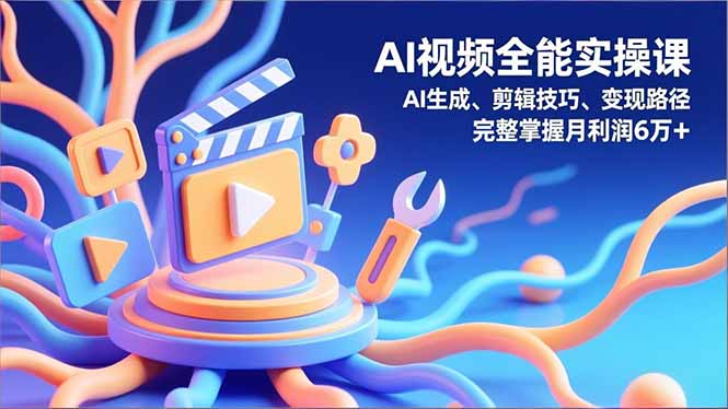 AI视频全能实操课，AI生成、剪辑技巧、变现路径，完整掌握月利润6万+-huitchan网创