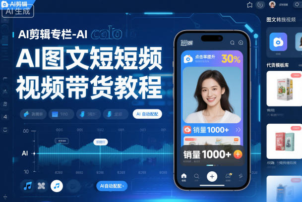 AI剪辑专栏-AI图文短视频带货教程-huitchan网创