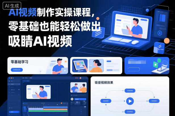 AI视频制作实操课程，零基础也能轻松做出吸睛AI视频-huitchan网创