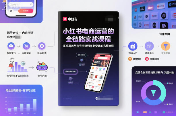 小红书电商运营的全链路实战课程，系统覆盖从账号搭建到商业变现的完整流程-huitchan网创