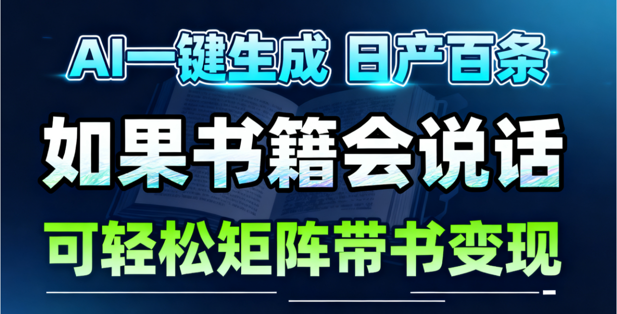 AI书籍会说话，轻松带书变现，月入3W+-huitchan网创