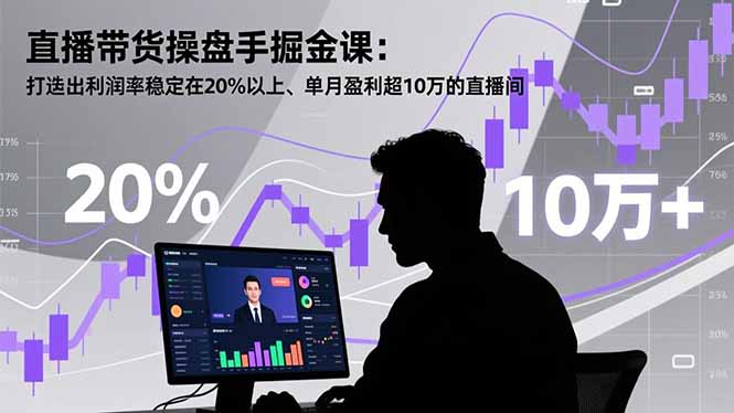 直播带货操盘手掘金课：打造出利润率稳定在20%以上、单月盈利超10万的直播间-huitchan网创
