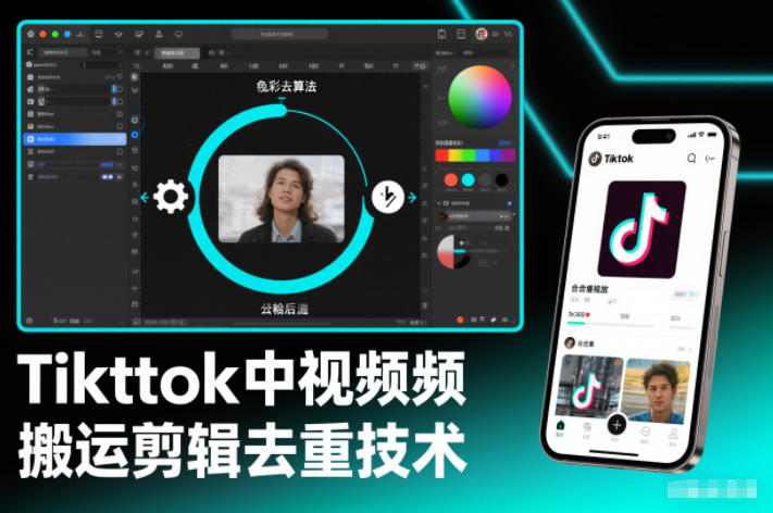 Tiktok中视频纯搬运剪辑去重技术，外来技术，自行测试-huitchan网创