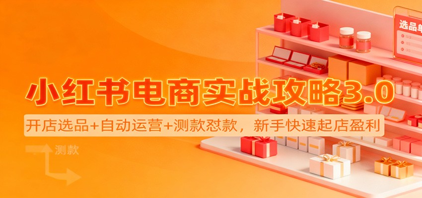 小红书电商实战攻略3.0：开店选品+自动运营+测款怼款，新手快速起店盈利-huitchan网创