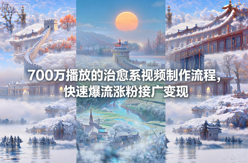 700万播放的治愈系视频制作流程，快速爆流涨粉接广变现-huitchan网创